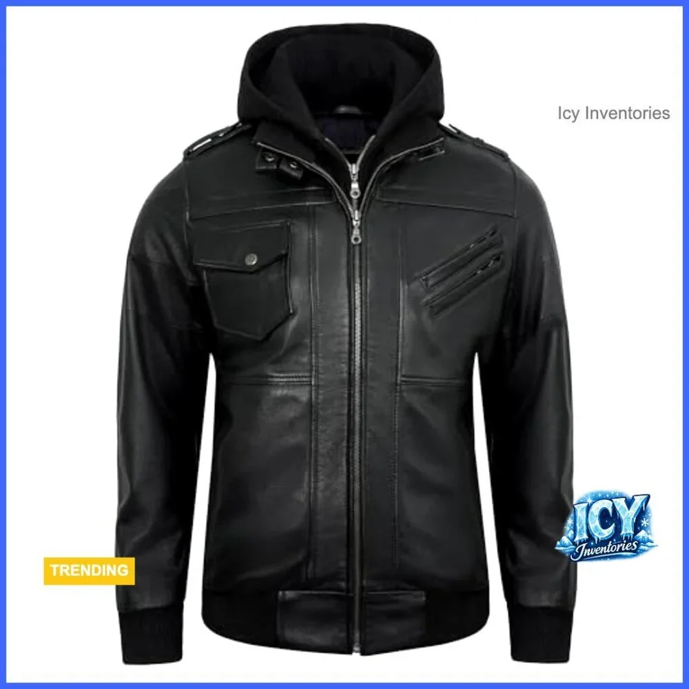 N/A hooded leather